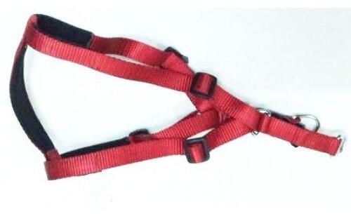 Kennel Padded Soft Nylon Adjustable Harness (W = 3/4") - Red