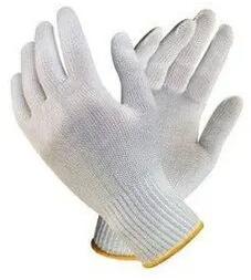 White Cotton Gloves, Pattern : Plain