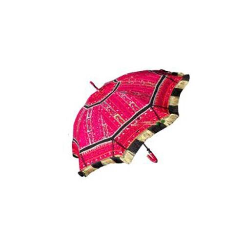 Patch work on base fabric Embroidered Umbrella, Feature : Firm stitching, Matching handle.