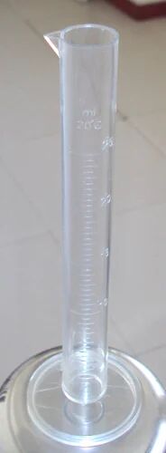 Upl Cylindrical Glass Plastic Measuring Cylinder, For Hospital, Color : Transparent