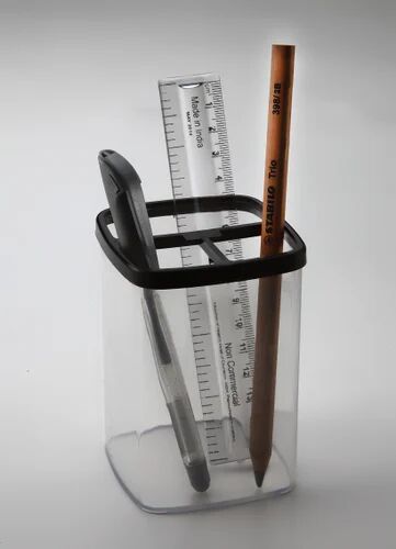 GPPS Transparent Pen Stand, for Office, Color : RED, BLUE, WHITE, YELLOW, ORANGE