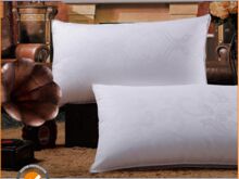 Rectangle Polyester / Cotton hotel hollow fiber pillow, for Bedding, Body, Neck, Sleeping, Color : Milk White