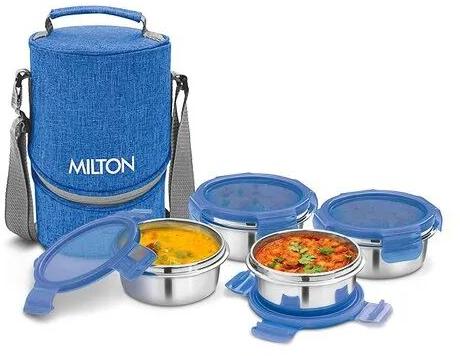 Round Milton Stainless Steel Tiffin Box, Color : Blue