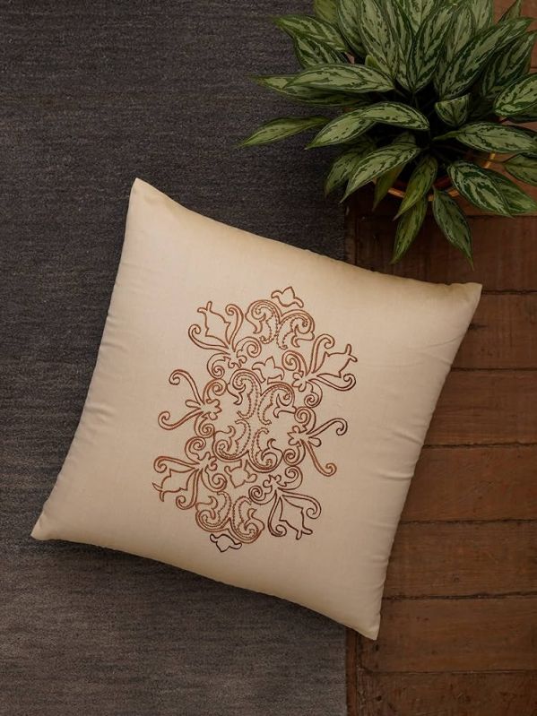 Multicolor Round Embroidery Embroidered Polyester Cushion Cover, for Sofa, Bed, Chairs, Size : Customized