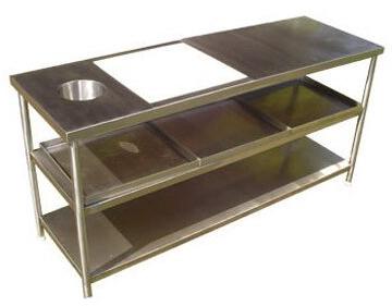 Steel Vegetable Cutting Table, Color : Silver