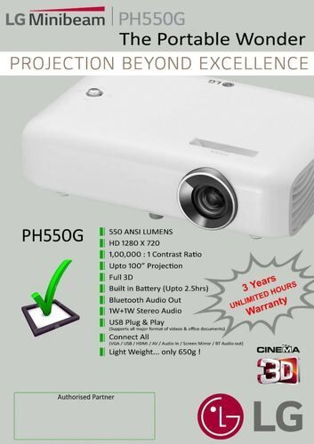 LED lg projector, Connectivity Type : Display Port, HDMI, Wireless, USB Video