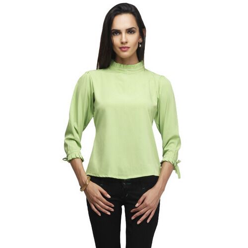 Green Poly Crepe Tunic Top