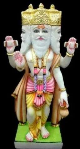 Painted Marble Brahma Statue, Color : Multicolour