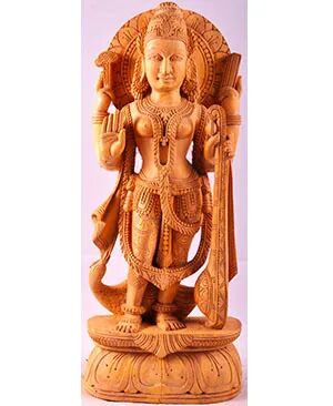 Wood Carved Saraswati Statue, for Office, Home, Garden, Size : 2 Inch