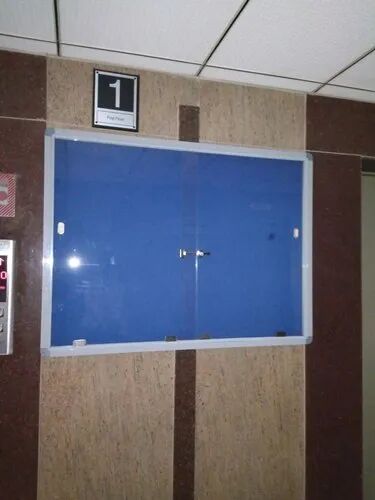 Sliding Glass Notice Board, Color : Green, Blue, Red