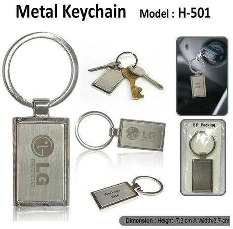 Square Metal Keychain, Color : Grey