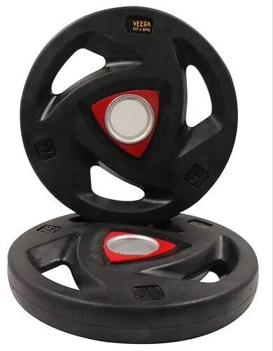Round Rubber Weight Plate, Color : Black Red