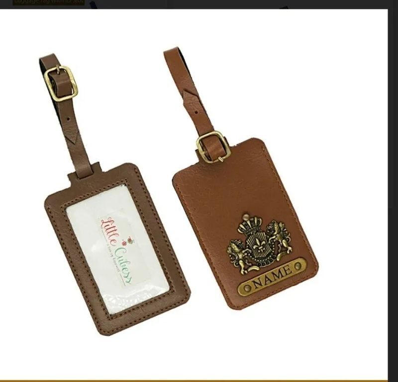 Leather Luggage Tag, Color : Brown