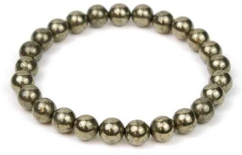 Natural Pyrite Bracelet, for Used in Reiki Healing purpuse, Size : 8 mm