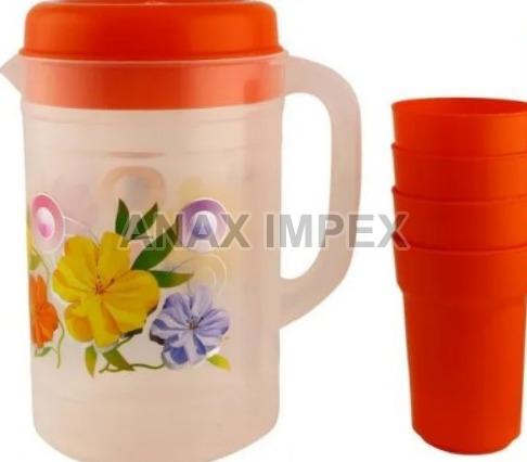 Plastic Water Jug With Glass, Color : Multicolour