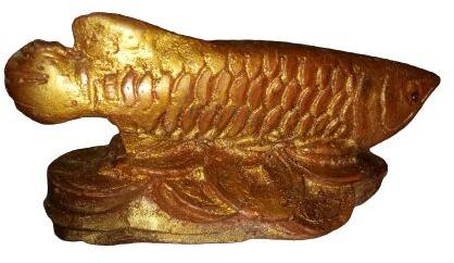 LUCKY AROWANA FISH ON BED OF WEALTH STATUE