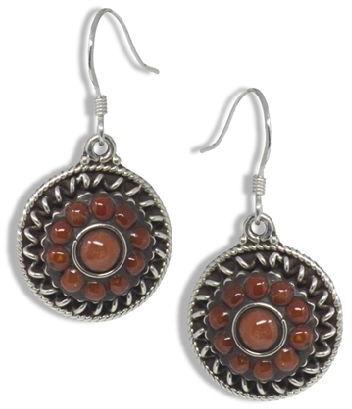 Oxidised Silver Coral Round Earring