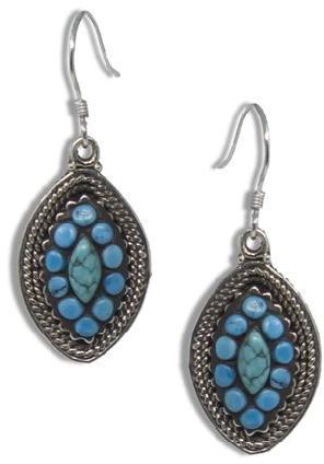 Oxidised Silver Turquoise Marquis Earring