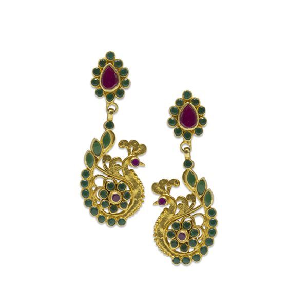 Silver Gold Plated Peacock Earrings