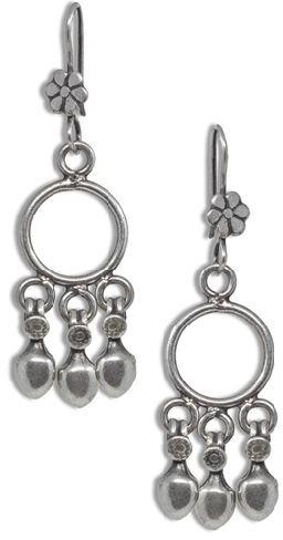 Silver Oxidised Plain Drop Earring