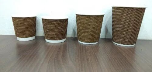 Brown Disposable Rippled Paper Cups, Capacity : 250 ML