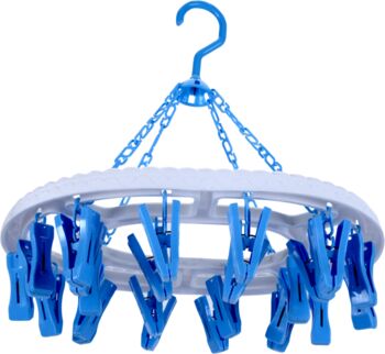 Plastic Round Hanger With Clip, for Outdoor, Color : White, blue