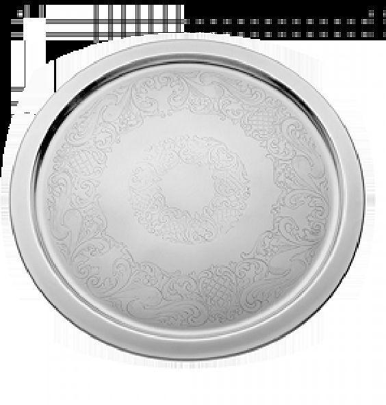 Skyra Basic Etched Mirror Steel 13 in Round Tray