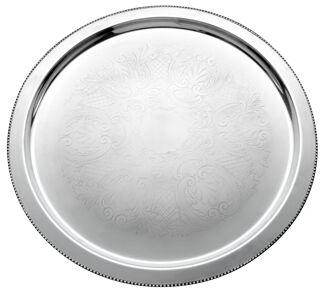Skyra Bead Etched Mirror Steel 17in Round Tray