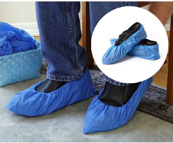 Round Coated PLASTIC MATERIAL SKYRA+ DISPOSABLE SHOE COVER, for HOSPITAL / HOME / HOTEL, Color : BLUE