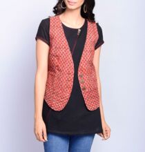 Cotton Bagru Printed Waist Coat