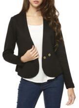 Womens curved front panel blazer, Technics : Plain Dyed