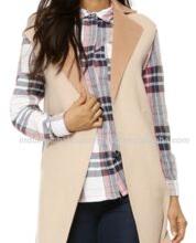Womens sleeveless wool coat, Technics : Plain Dyed