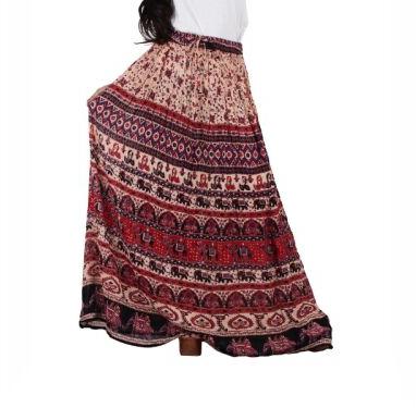 Flared Long Multicolor Skirt, Style : Cord Fitted