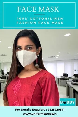 Uniform Sarees Linen Denim face mask, for Travelling, Model Number : LFM05