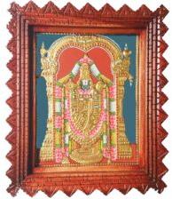 Polished Brass Balaji Antique Tanjore Painting, Style : Abstract