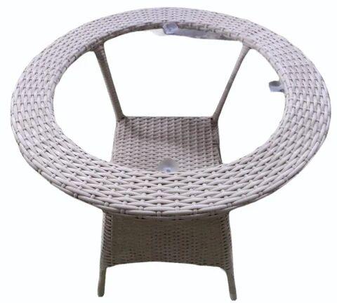 White Outdoor Wicker Table, Shape : Round