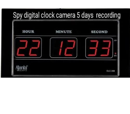 Digital Clock Spy Camera, Color : Black