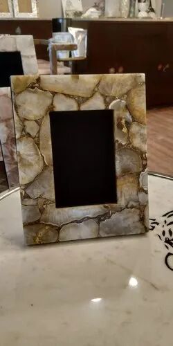 Stone Agate Photo Frame, Color : Golden