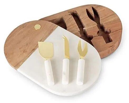 Marble Cheese Board Knives Set