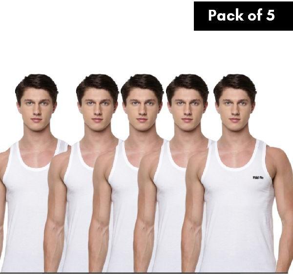 Wild We Economy Sleeveless cotton vest For Men (Pack of 5) - XL Size
