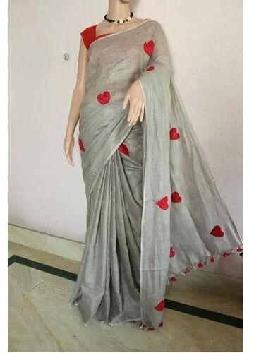 Linen Embroidery Saree