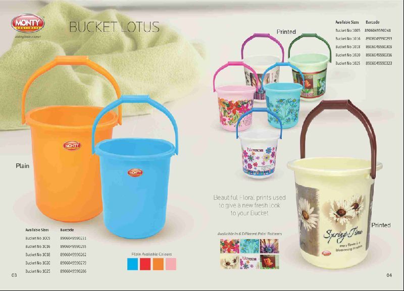 Plastic PRINTED Buckets, Color : MIX COLOUR