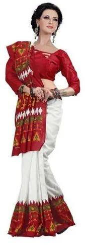 Festive Buzz Purple Traditional Bengali Cotton Sarees, Saree Length : 5.5 m (separate blouse piece)