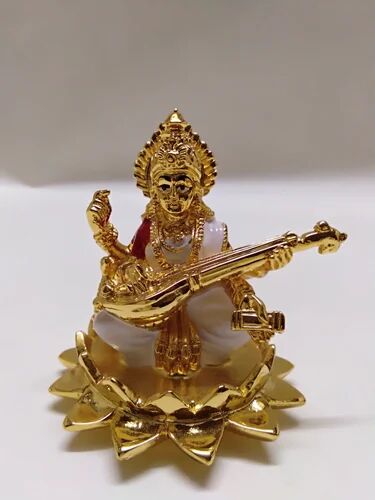 Gold Plated Saraswati Statue, Packaging Type : Boxes, Cartons