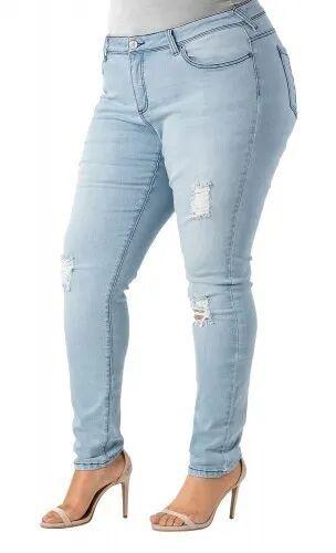 Ladies Stretchable Ripped Denim Jeans