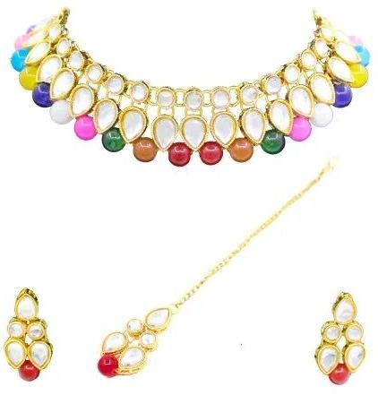 Kundan Beads Choker Necklace Set