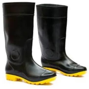 Milled leather Road Construction Safety Gumboot, Sole Color : Yellow