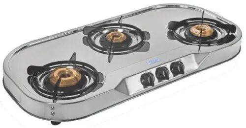 Stainless Steel Gas Stove, Color : Silver