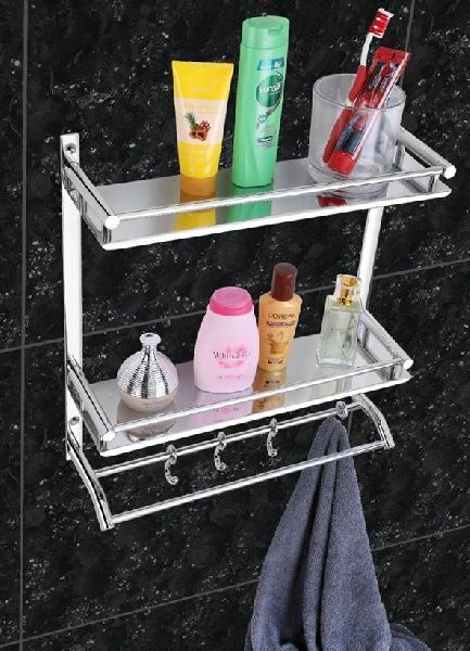 DOUBLE LAYER SHELF SS 304, for Bathroom Fitting, Feature : Easy To Use