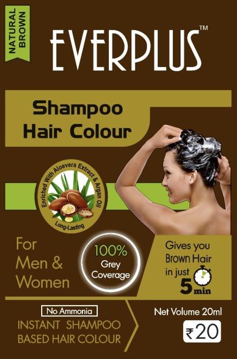 20ml Everplus Brown Hair Colour Shampoo, Packaging Type : Packet